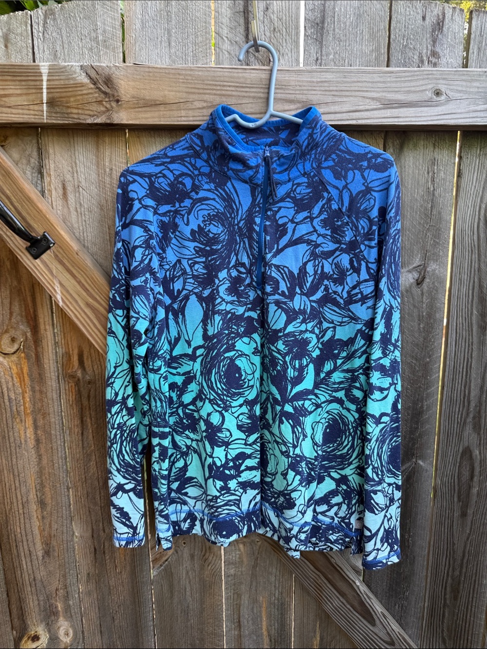 T by Talbots Half Zip Pullover Ombre Scribble Top